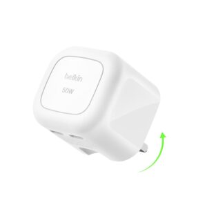 Belkin BoostCharge Pro 50W Dual USB-C GaN Wall Charger White