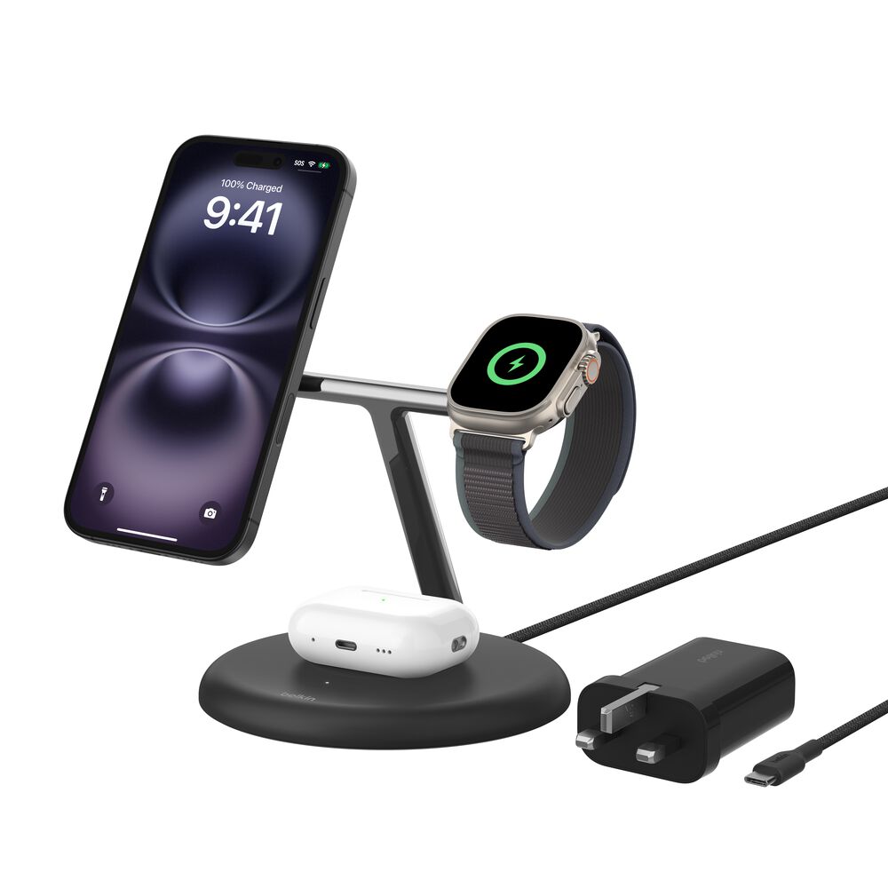 PRO 3IN1 15W MAG CHARGING STAND BLK