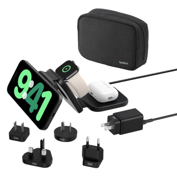 Belkin BoostCharge Pro 3-in-1 Magnetic Wireless Charging Travel Pad Qi2 15W Black