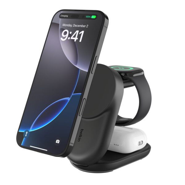 25W QI2 3IN1 MAGNETIC CHARGEUK BLKRD