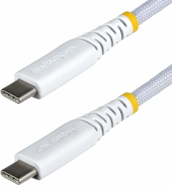 2M WHITE USB-C 60W BRAIDED CABLE