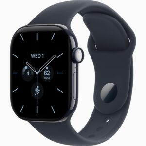 Apple Watch Series 12 GPS + Cellular 42mm Night Blue Ceramic Case, Navy Blue Sport Band Side view