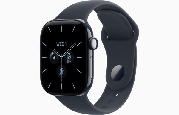 Apple Watch Series 12 GPS + Cellular 42mm Night Blue Ceramic Case, Navy Blue Sport Band Side view