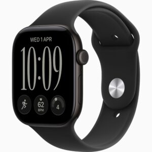 Apple Watch Series 12 GPS 46mm Black Aluminium Case, Black Sport Band Side view