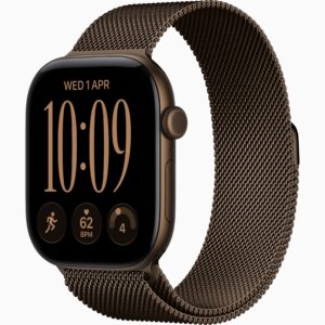 Apple Watch Series 12 GPS + Cellular 46mm Dark Bronze Aluminium Case, Dark Bronze Milanese Loop Side view