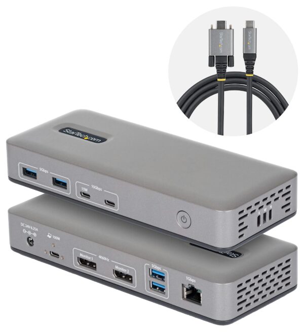 StarTech.com USB-C Dual DisplayPort Dock - 100W - image 1 StarTech.com USB-C Dual DisplayPort Dock - 100W