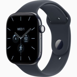 Apple Watch Series 12 GPS + Cellular 46mm Night Blue Ceramic Case, Navy Blue Sport Band Side view