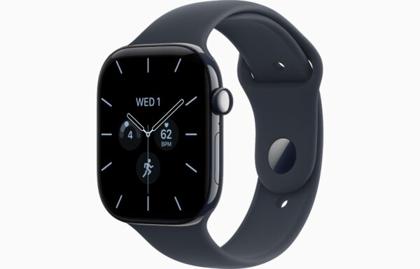 Apple Watch Series 12 GPS + Cellular 46mm Night Blue Ceramic Case, Navy Blue Sport Band Side view