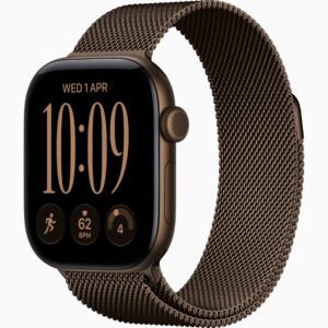 Apple Watch Series 12 GPS + Cellular 42mm Dark Bronze Aluminium Case, Dark Bronze Milanese Loop Side view