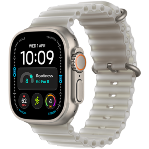 Apple Watch Ultra 4 GPS   Cellular 49mm Natural Titanium Case with Translucent Grey Ocean Band