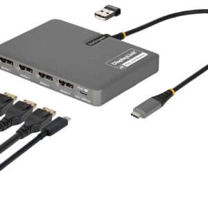 StarTech.com USB-C Quad DisplayPort Display Adapter - 4K 60 Hz, 140 W PD StarTech.com USB-C to Quad DisplayPort DisplayLink Adapter