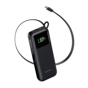 Belkin UltraCharge Power Bank 11K with Retractable Cable (Blk - BPB041HQBK)