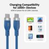 HyperJuice Flex 60W USB-C Silicone Cable 1.5m - Blue