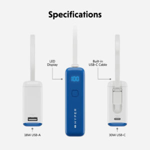 Hyper HyperJuice Flex 10K 30W Power Bank - Blue