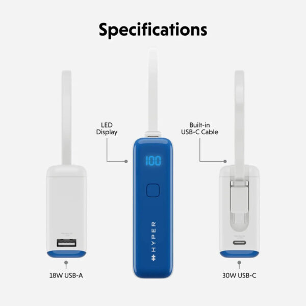 Hyper HyperJuice Flex 10K 30W Power Bank - Blue